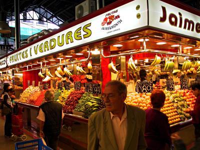 An open and busy Mercat de la Boqueria on monday